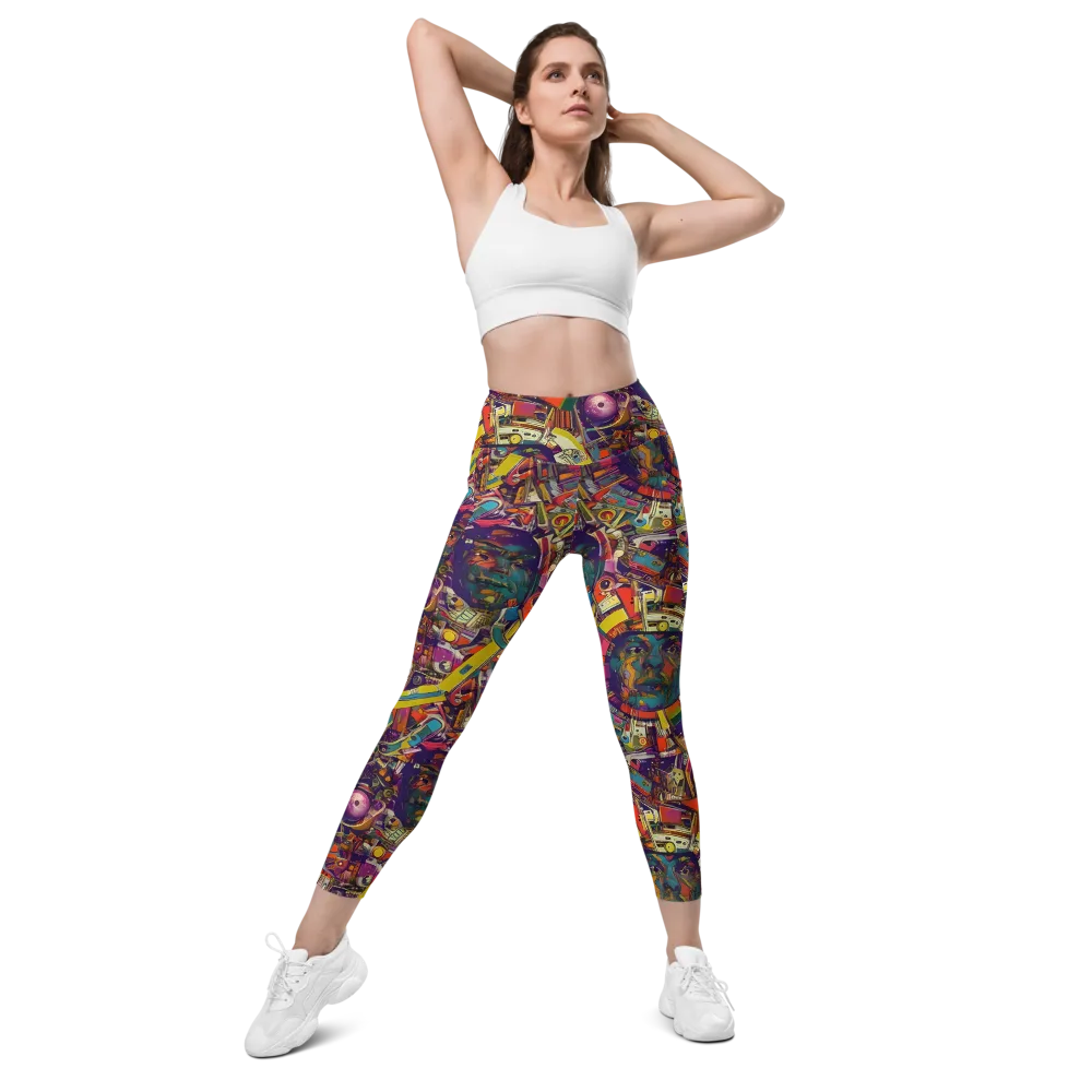 Cosmic Collage on Leggings with Pockets — Front