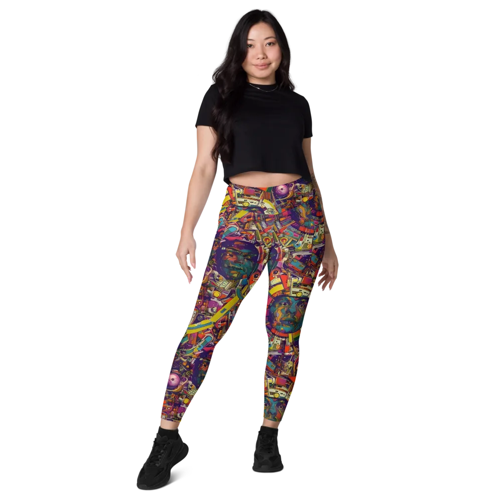 Cosmic Collage on Leggings with Pockets — Front