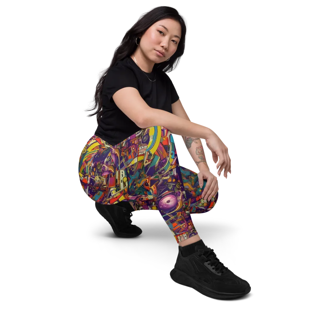 Cosmic Collage on Leggings with Pockets — Right Front