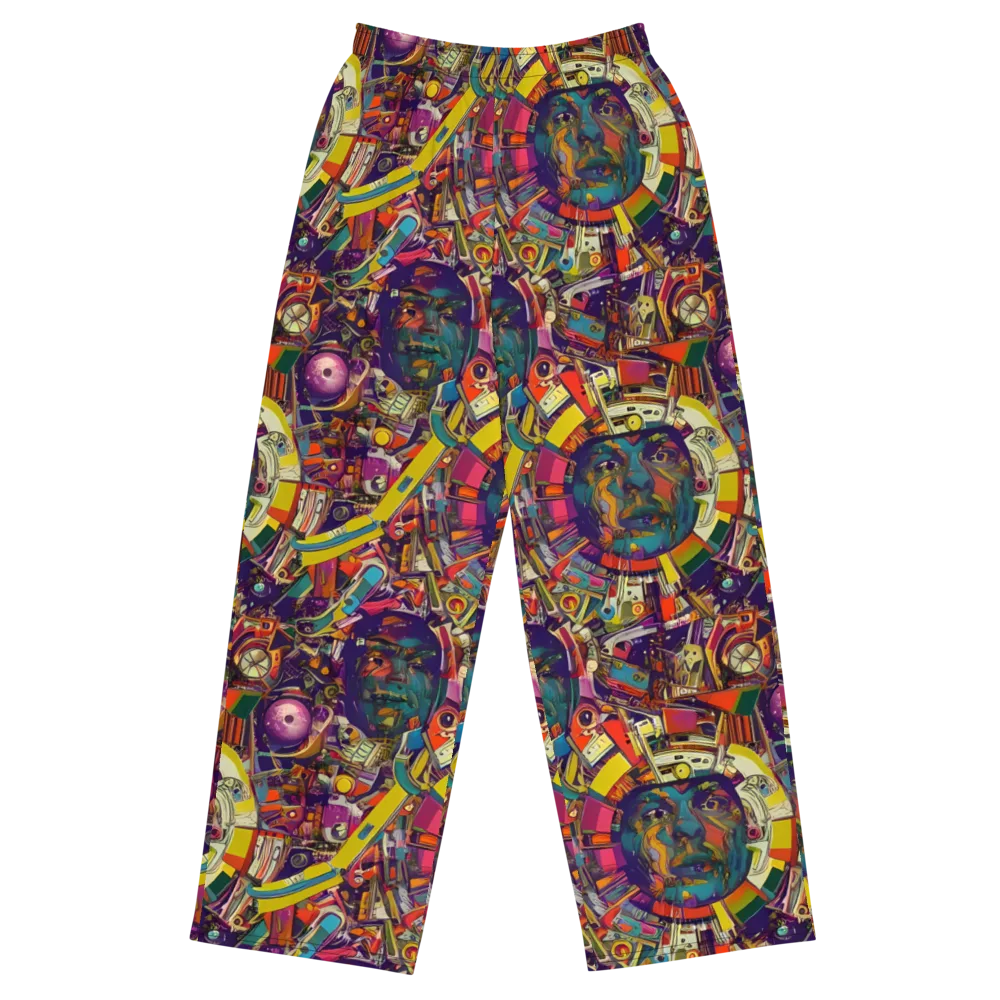 Cosmic Collage on Wide-Leg Pants — Front