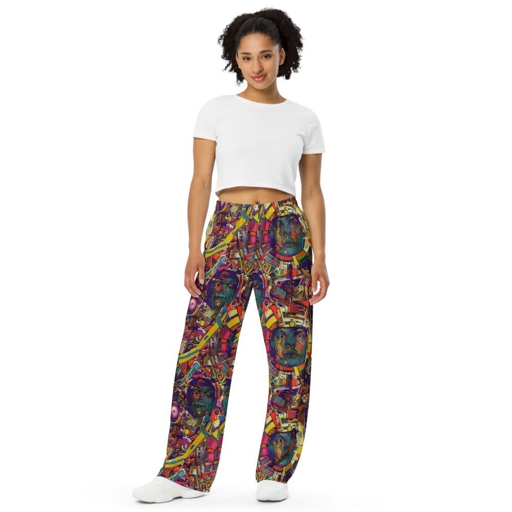 Cosmic Collage on Wide-Leg Pants — Front