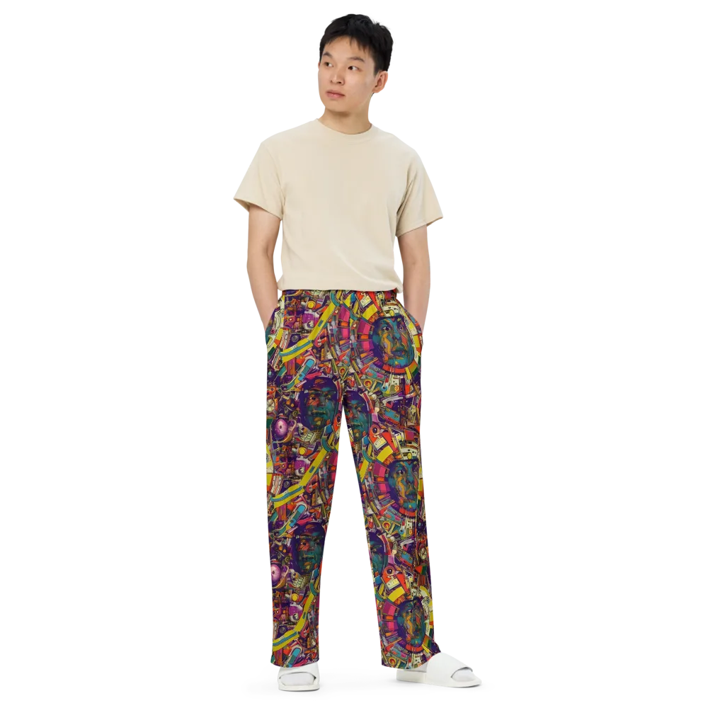 Cosmic Collage on Wide-Leg Pants — Front