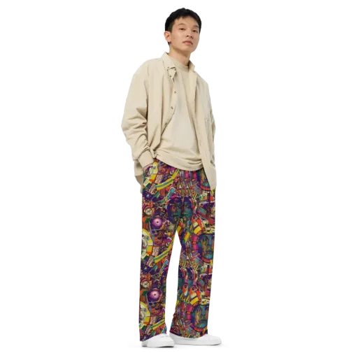 Cosmic Collage on a Wide-Leg Pants