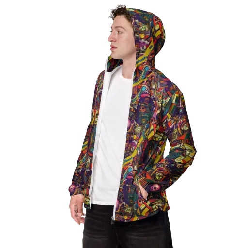 Cosmic Collage on a Men's Windbreaker