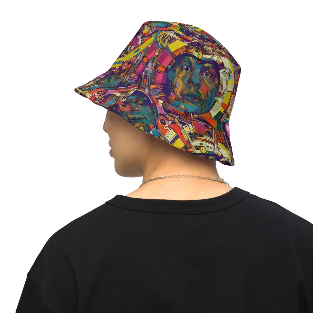 Cosmic Collage on Reversible Bucket Hat — Back Inside