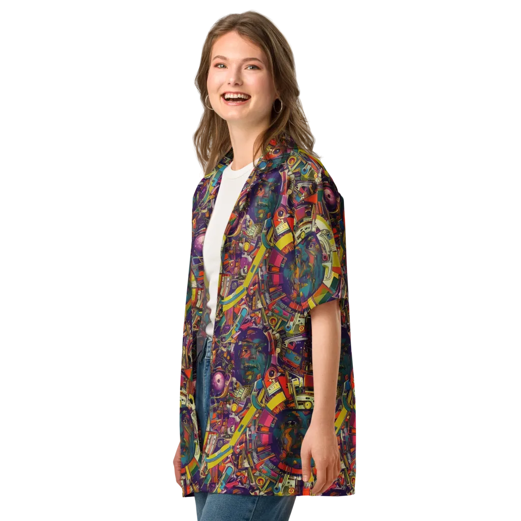 Cosmic Collage on Button Shirt — Left Front