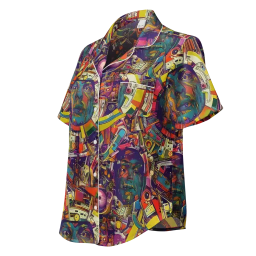 Cosmic Collage on a Women's Short Sleeve Pajama Top