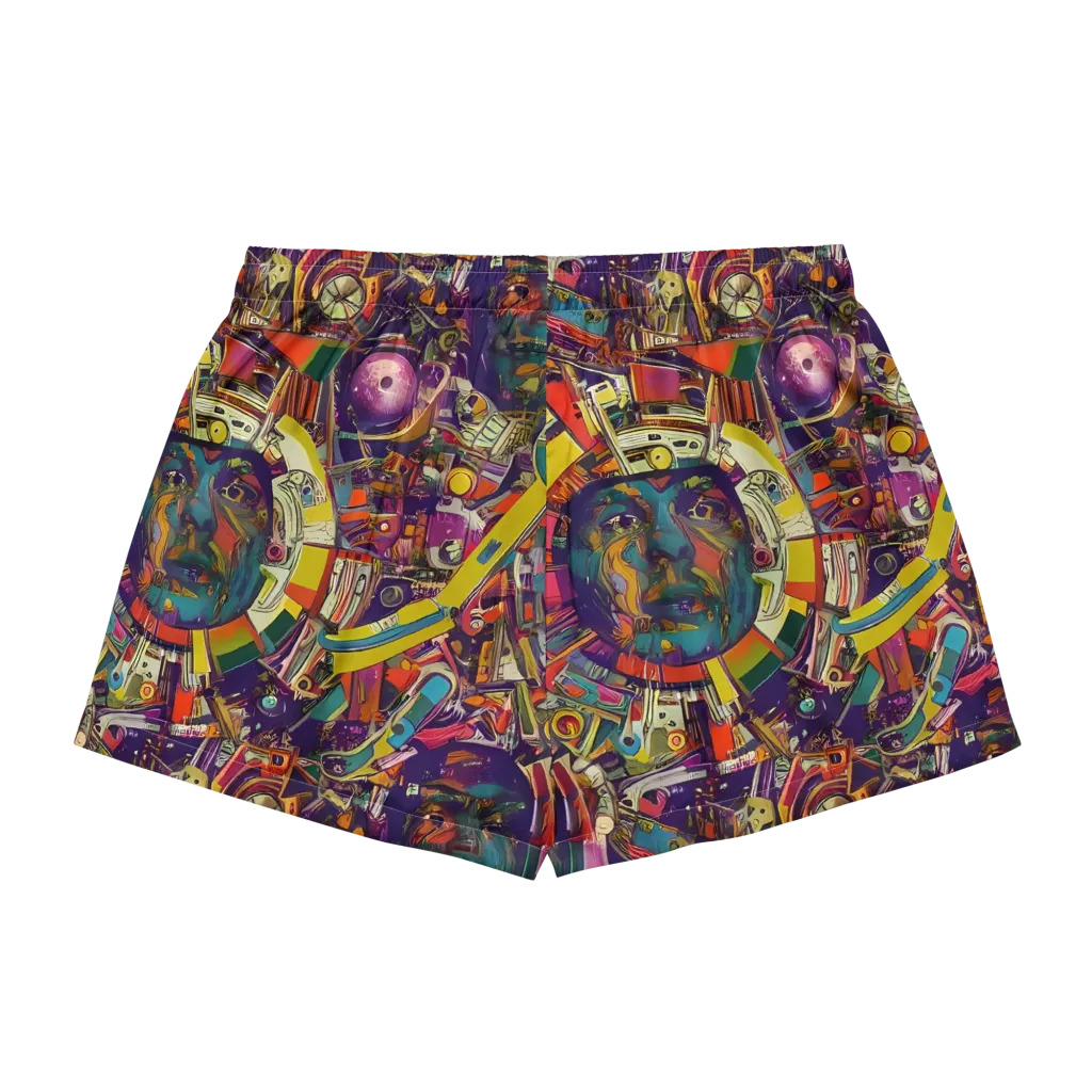 Cosmic Collage on Women's Pajama Shorts — Back
