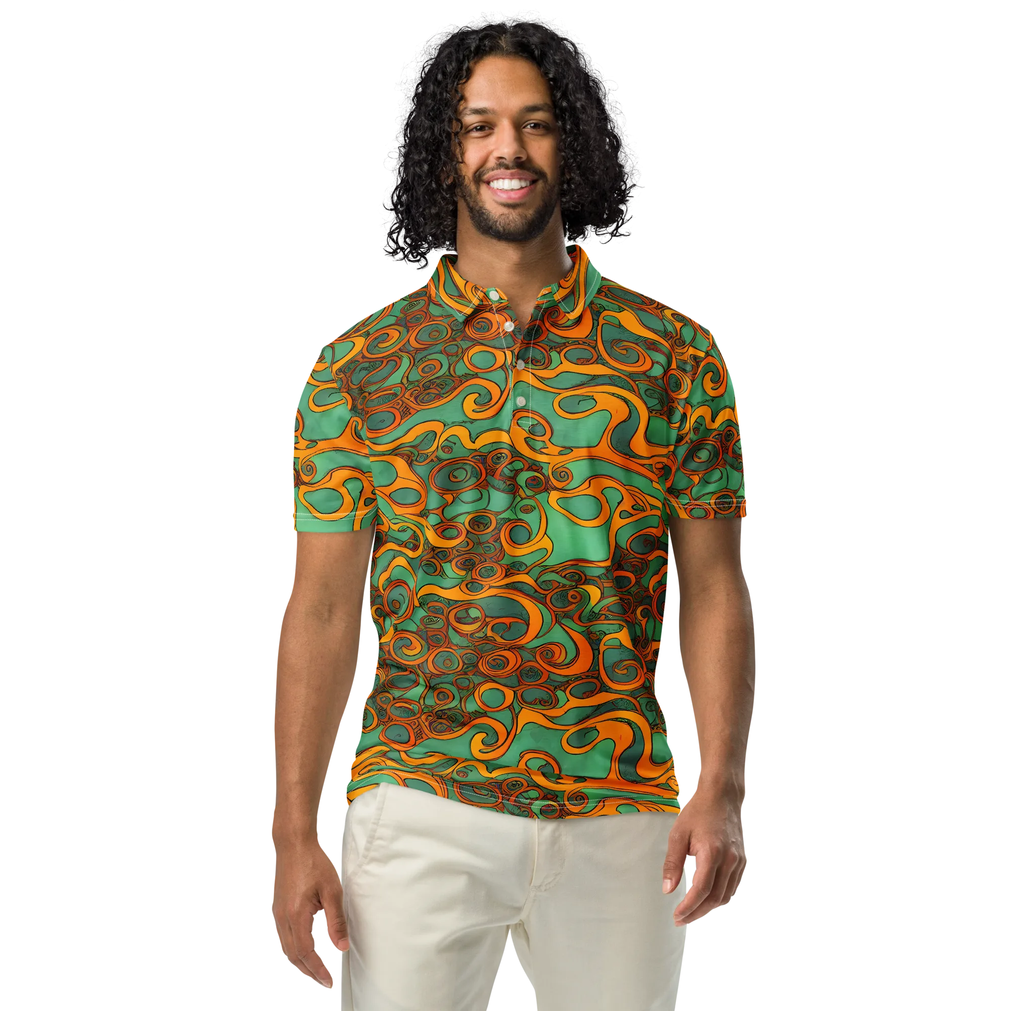 Nebula Nodes on Men's Slim Fit Polo Shirt — Front