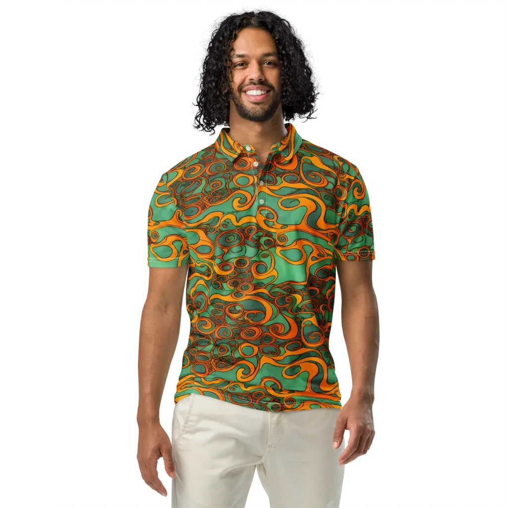 Nebula Nodes on Men's Slim Fit Polo Shirt — Front