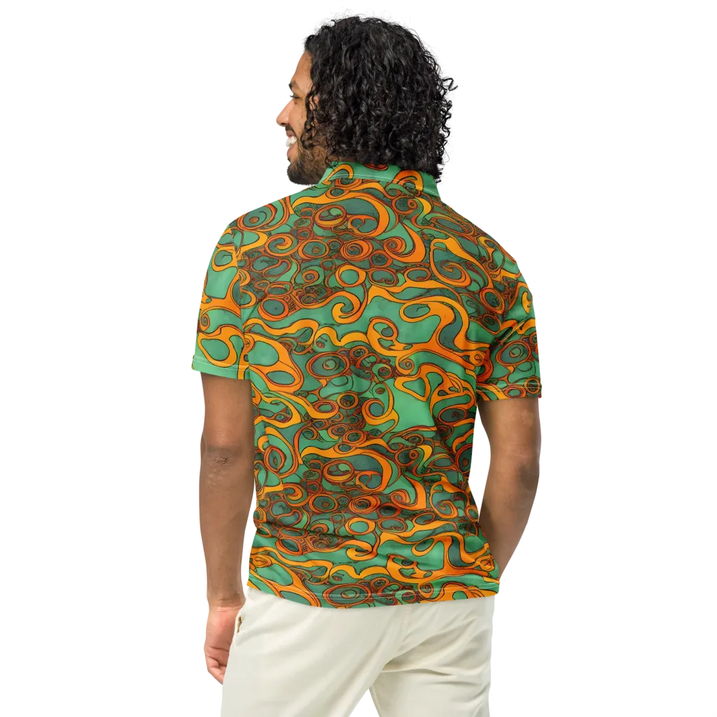 Nebula Nodes on Men's Slim Fit Polo Shirt — Back