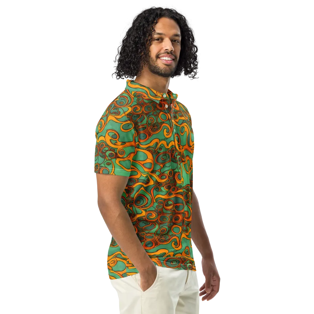 Nebula Nodes on Men's Slim Fit Polo Shirt — Right Front
