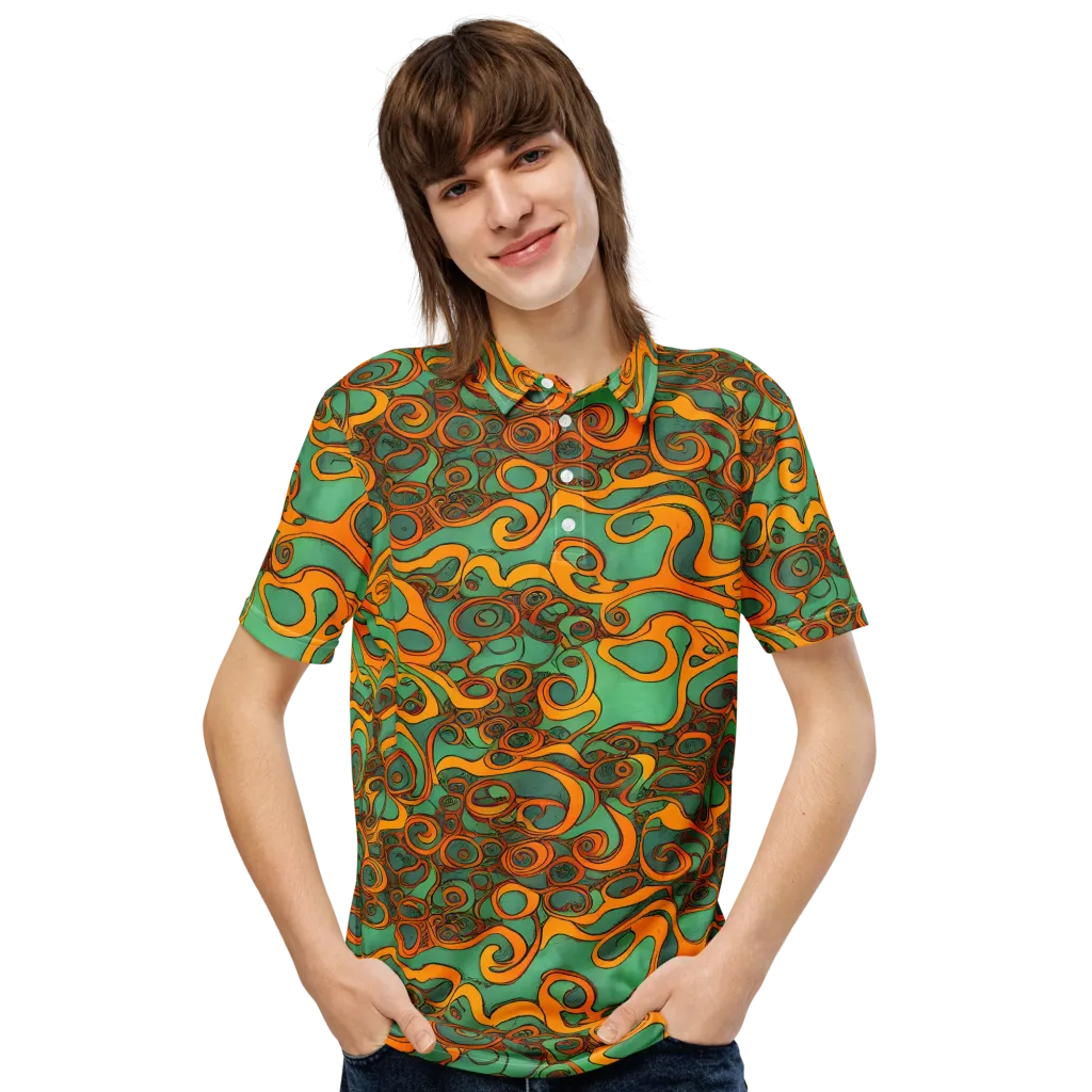 Nebula Nodes on Men's Slim Fit Polo Shirt — Front