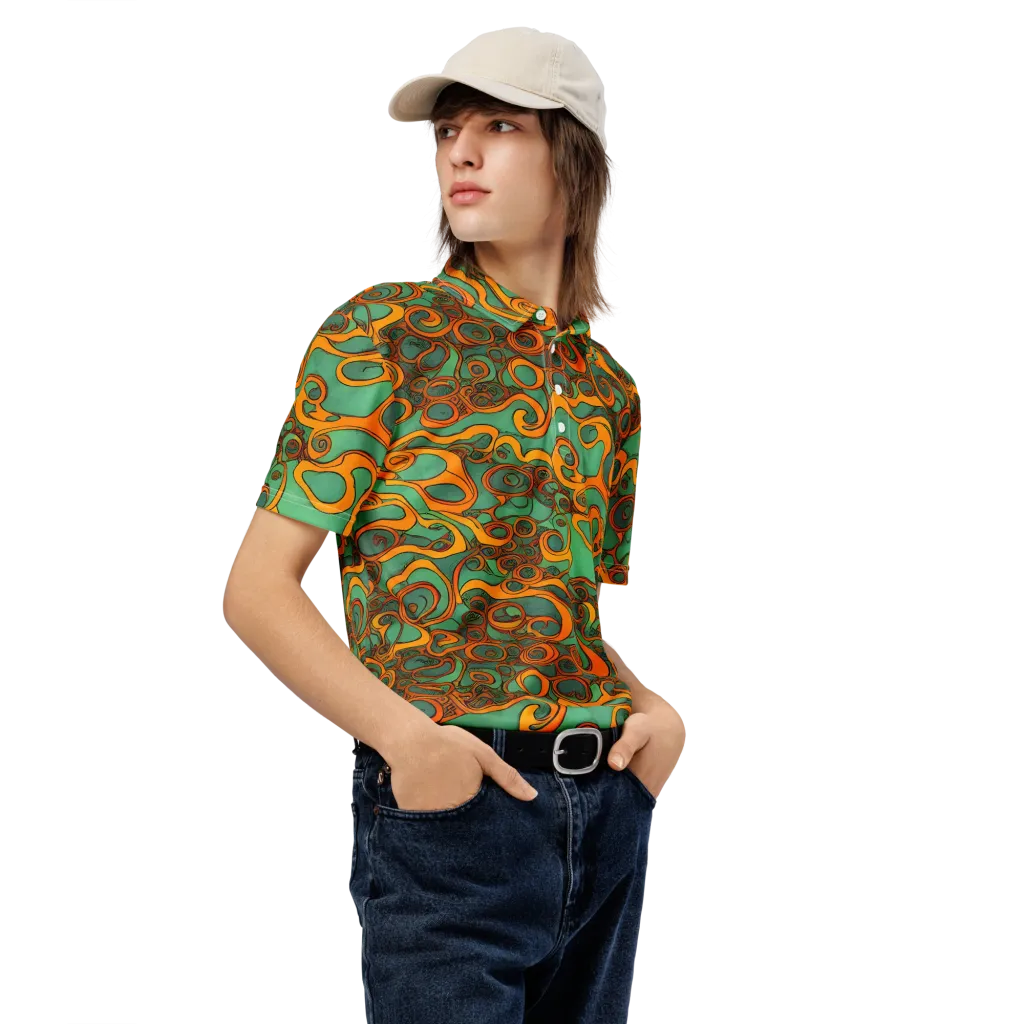 Nebula Nodes on Men's Slim Fit Polo Shirt — Right Front