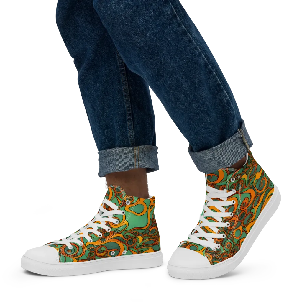 Nebula Nodes on Men's High Top Canvas Shoes — Left