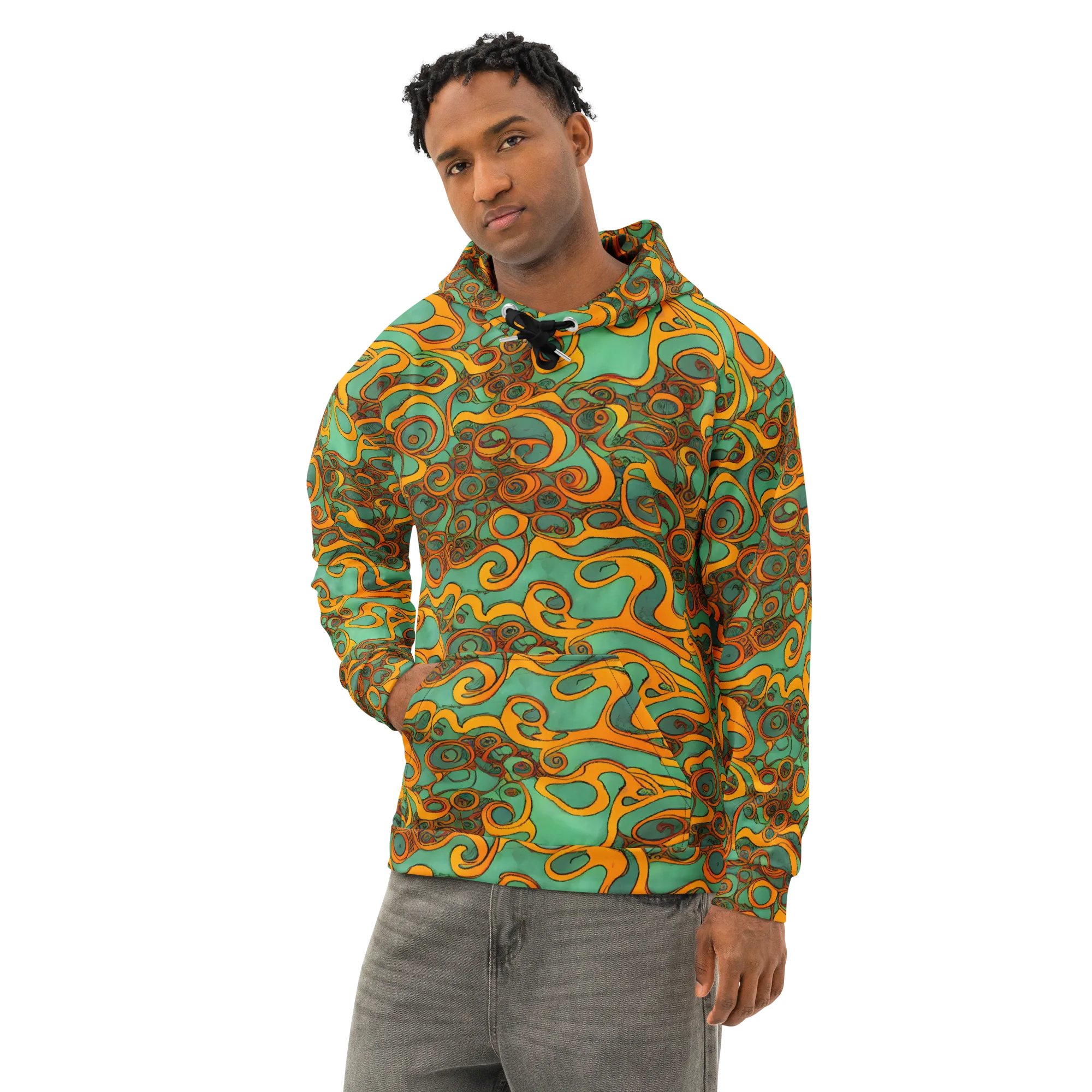 Nebula Nodes on Cotton Hoodie — Left Front