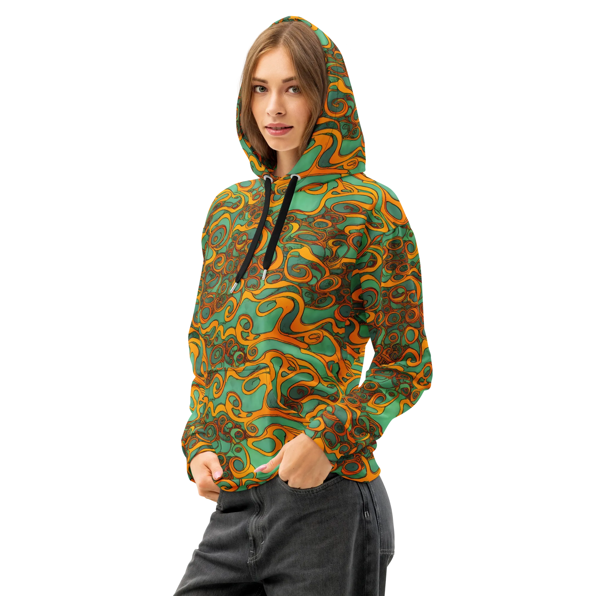 Nebula Nodes on Cotton Hoodie — Left Front
