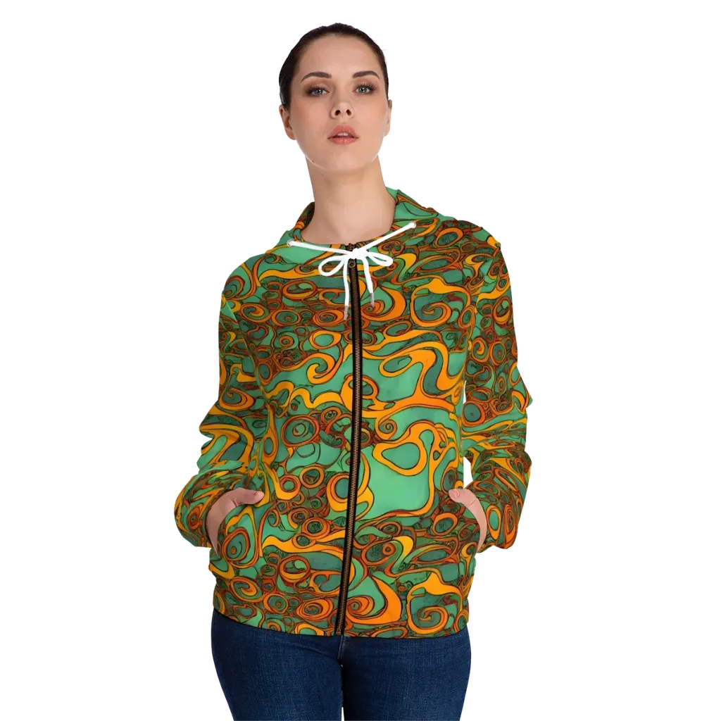Nebula Nodes on Women's Full-Zip Hoodie — Front On Person