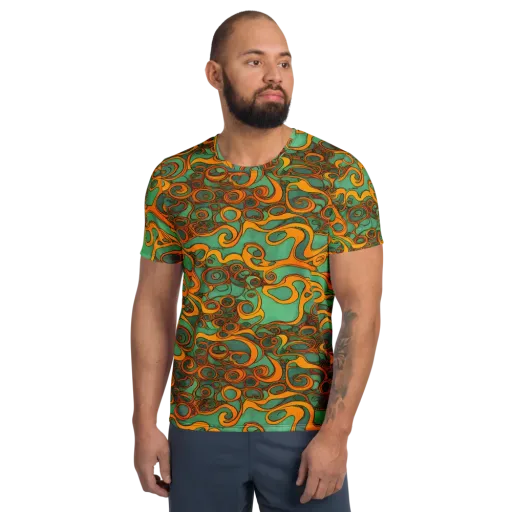 Nebula Nodes on a Men's Athletic T-Shirt