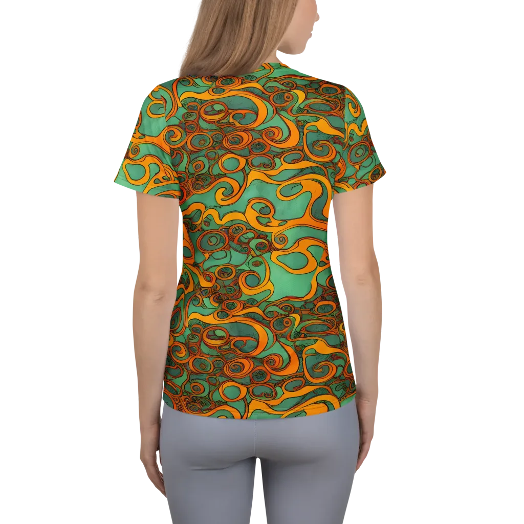 Nebula Nodes on Women's Athletic T-Shirt — Back