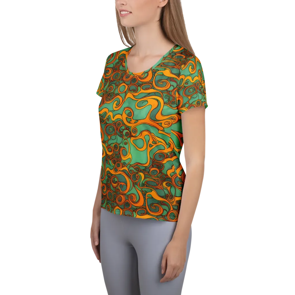 Nebula Nodes on Women's Athletic T-Shirt — Left