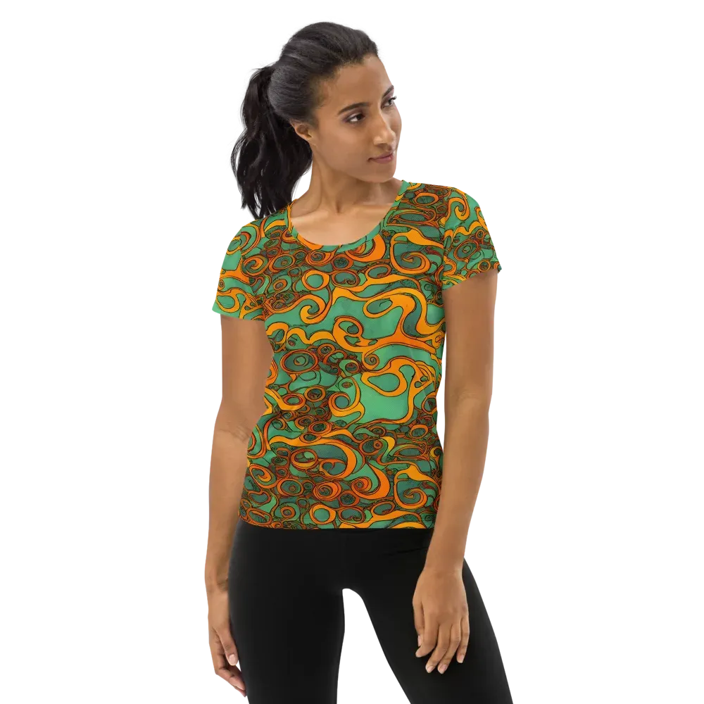 Nebula Nodes on Women's Athletic T-Shirt — Front