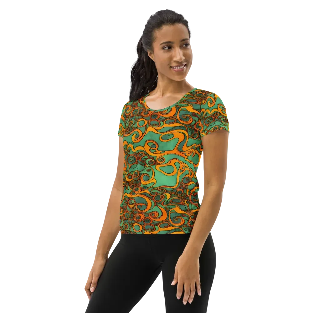 Nebula Nodes on Women's Athletic T-Shirt — Left