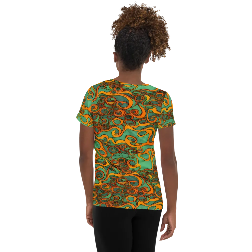 Nebula Nodes on Women's Athletic T-Shirt — Back