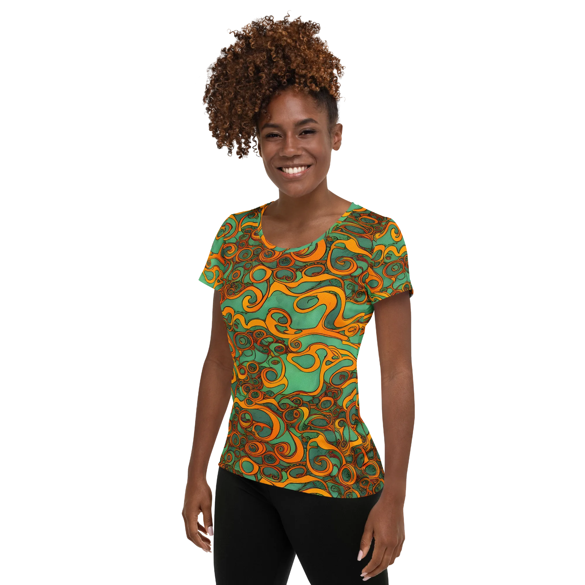 Nebula Nodes on Women's Athletic T-Shirt — Left