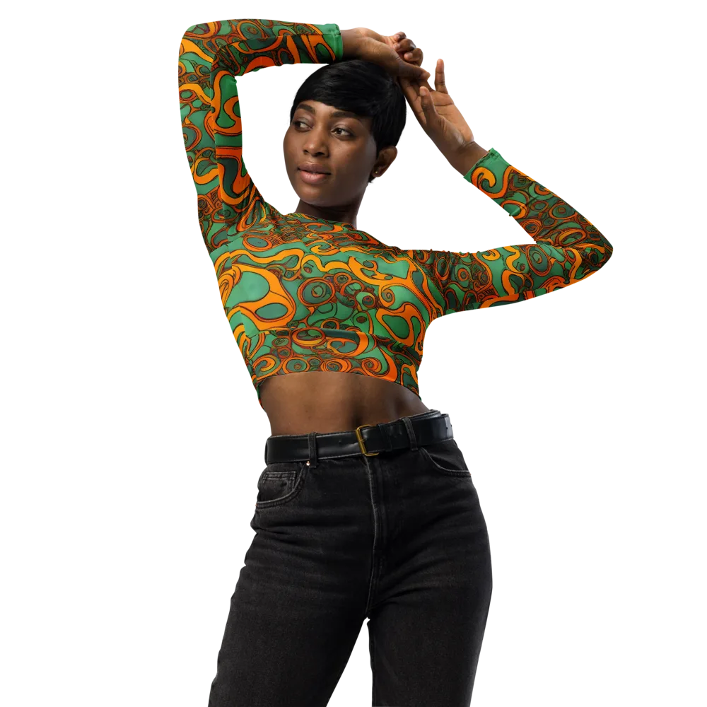 Nebula Nodes on Long Sleeve Crop Top — Front