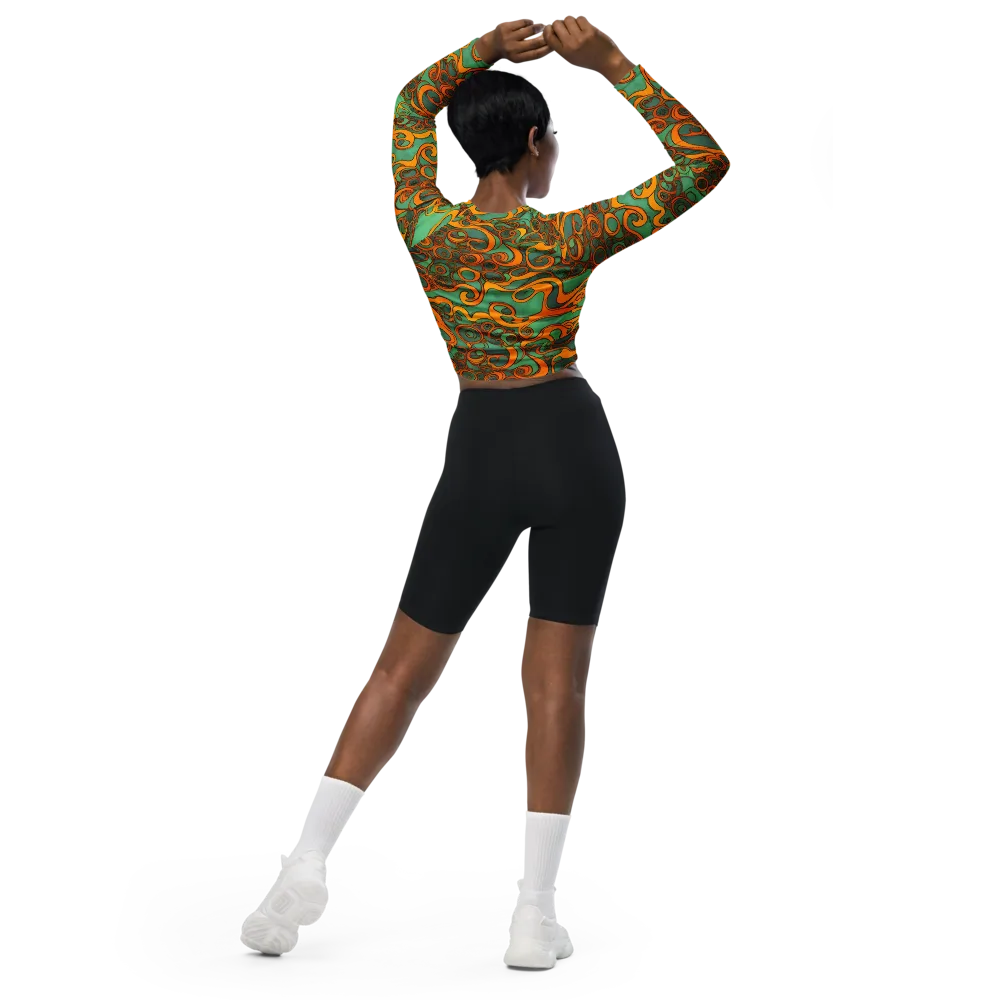 Nebula Nodes on Long Sleeve Crop Top — Back