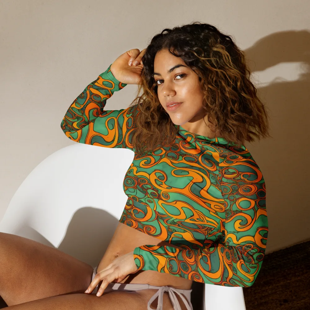 Nebula Nodes on Long Sleeve Crop Top — Left Front