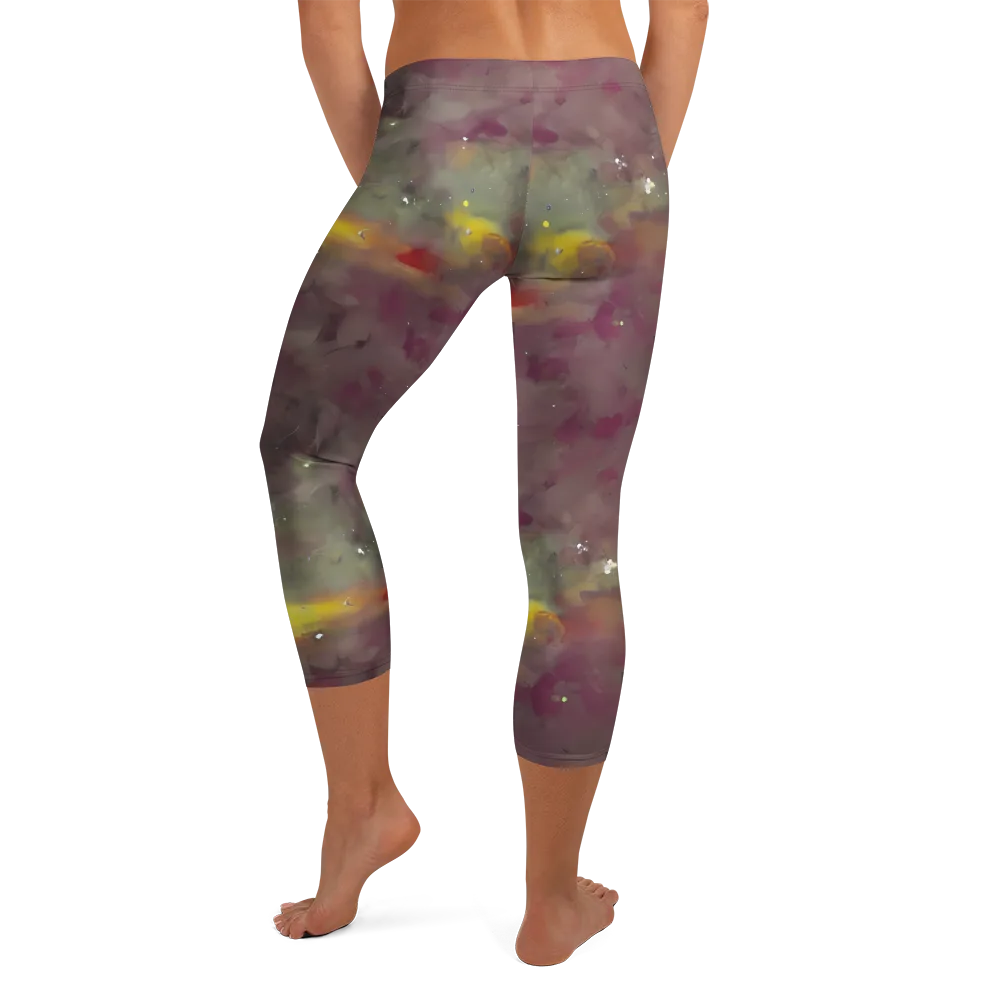 Whispers of Autumn on Capri Leggings — Back