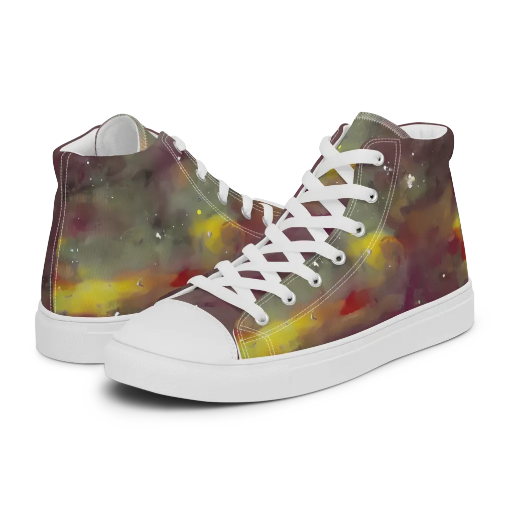 Whispers of Autumn on Men's High Top Canvas Shoes — Left
