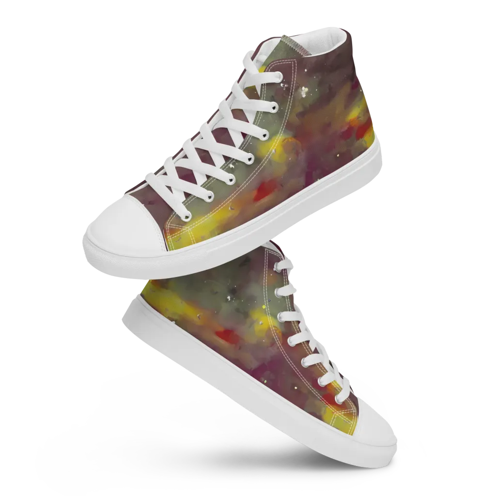 Whispers of Autumn on Men's High Top Canvas Shoes — Front