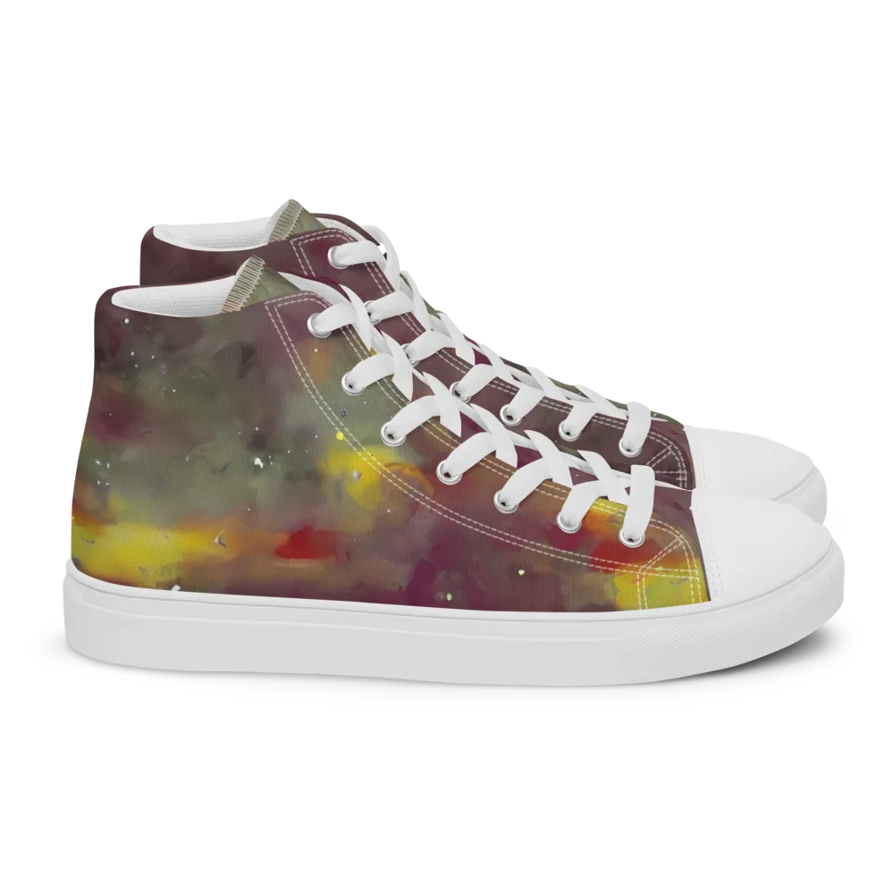 Whispers of Autumn on Women's High Top Canvas Shoes — Right