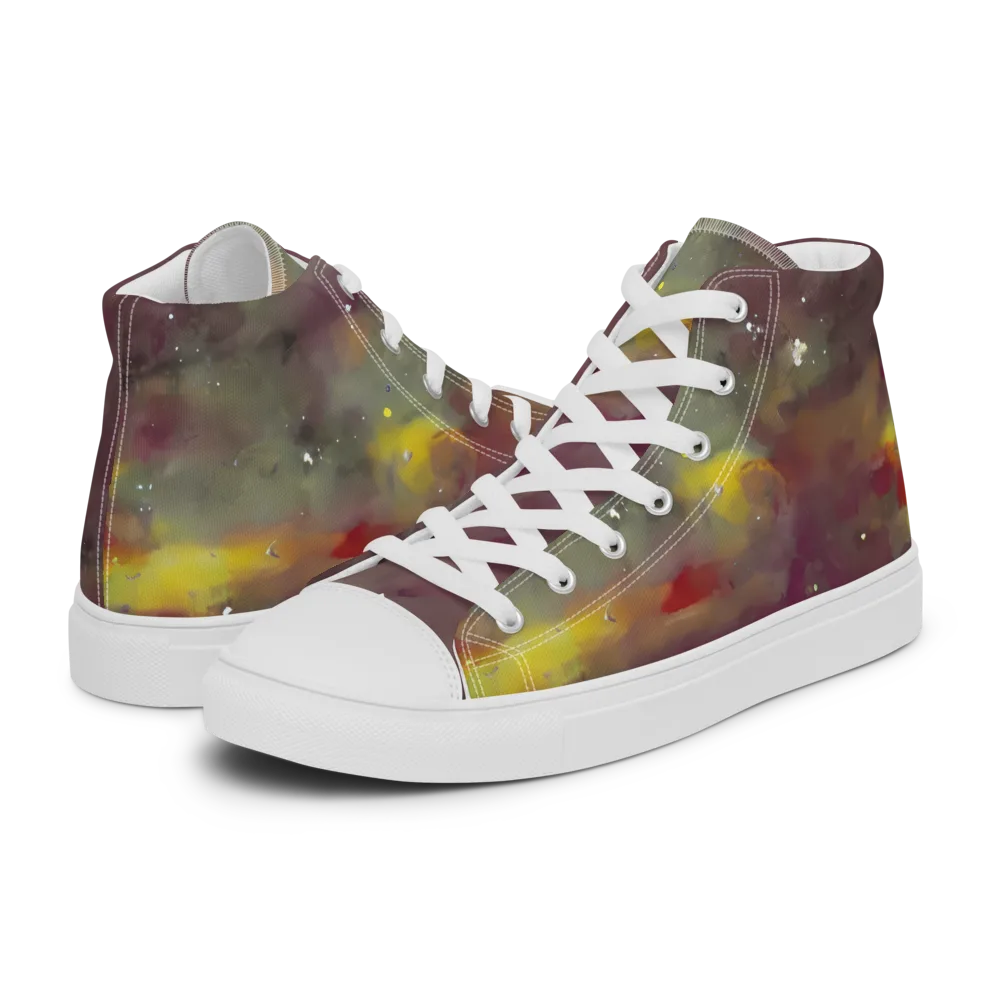 Whispers of Autumn on Women's High Top Canvas Shoes — Left