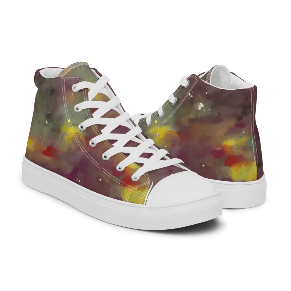 Whispers of Autumn on Women's High Top Canvas Shoes — Right