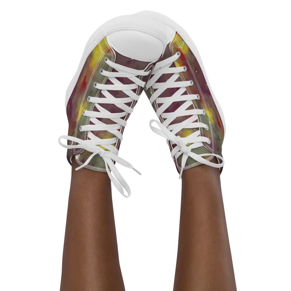 Whispers of Autumn on Women's High Top Canvas Shoes — Front