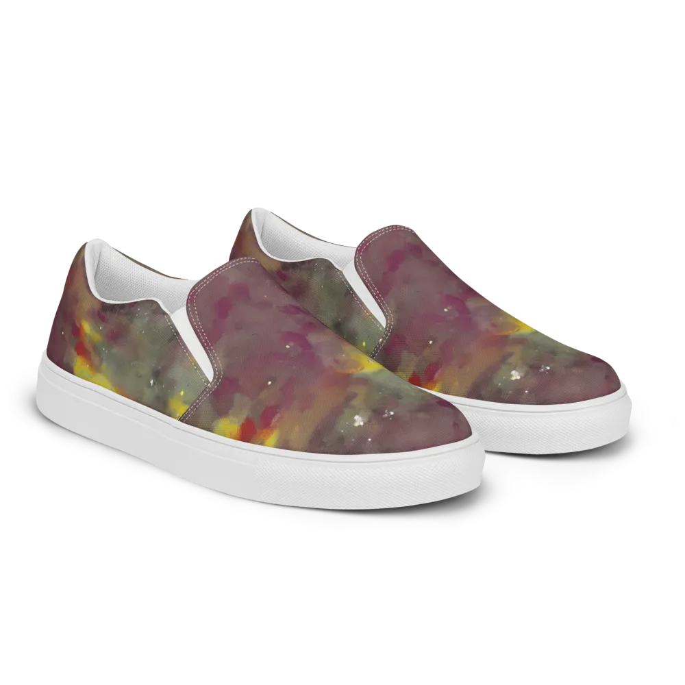 Whispers of Autumn on Men's Slip-On Canvas Shoes — Right Front