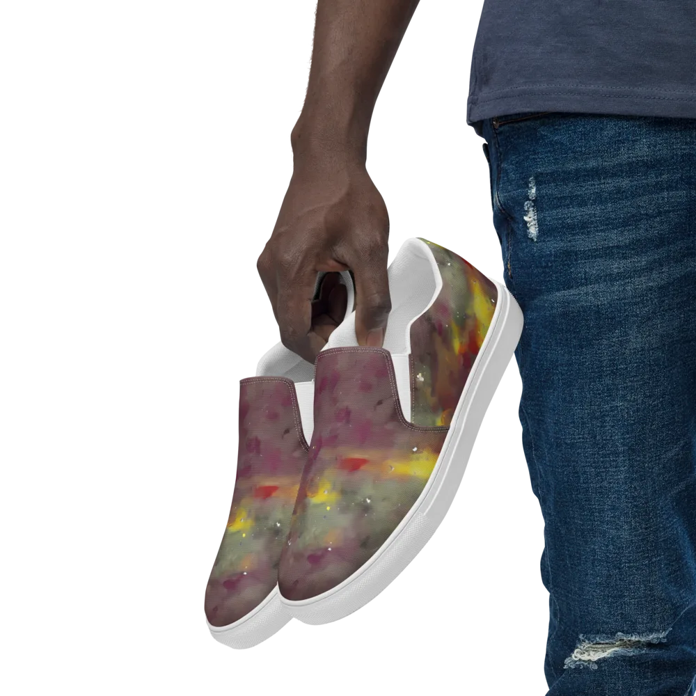 Whispers of Autumn on Men's Slip-On Canvas Shoes — Left Front
