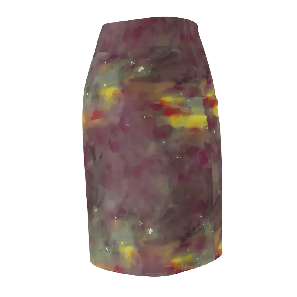Whispers of Autumn on Pencil Skirt — Back Side