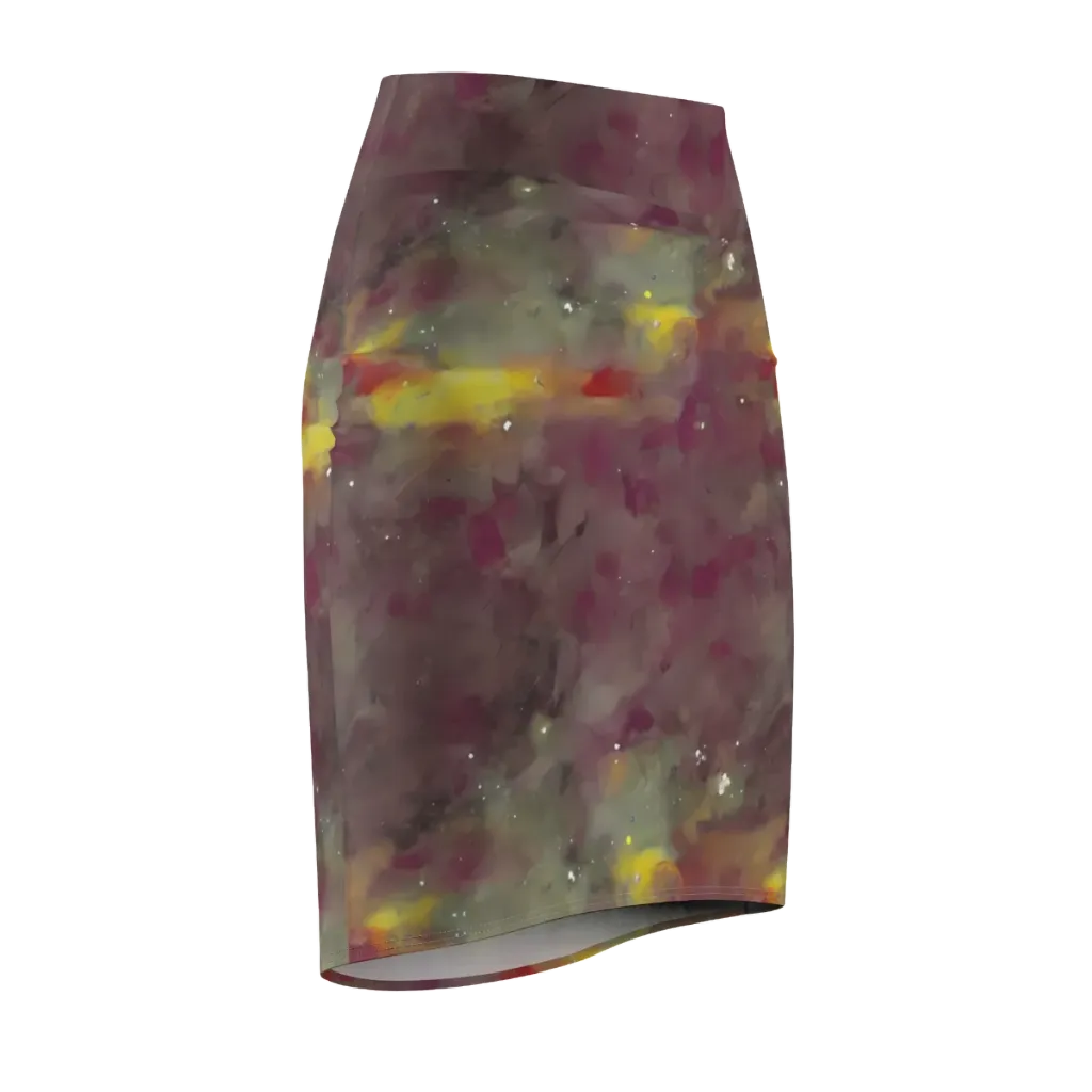 Whispers of Autumn on Pencil Skirt — Front Side