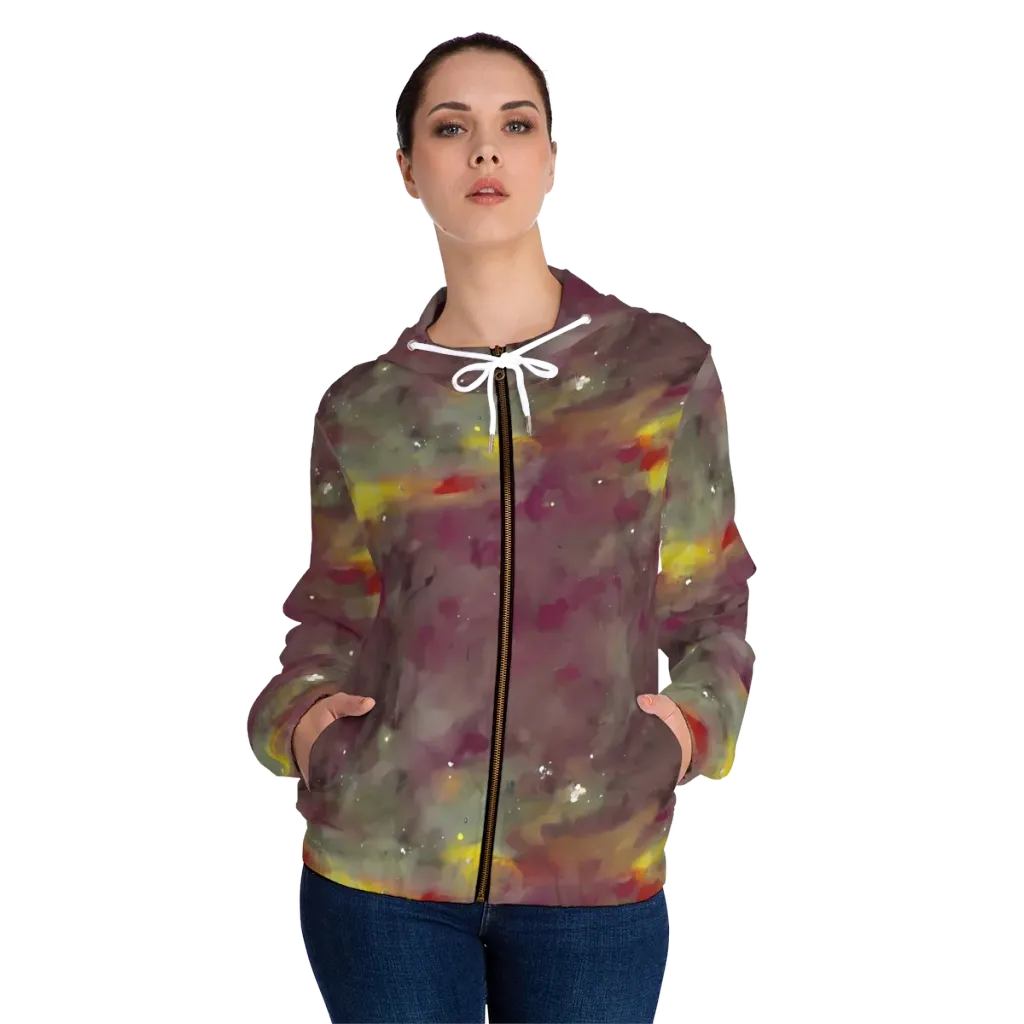 Whispers of Autumn on Women's Full-Zip Hoodie — Front On Person