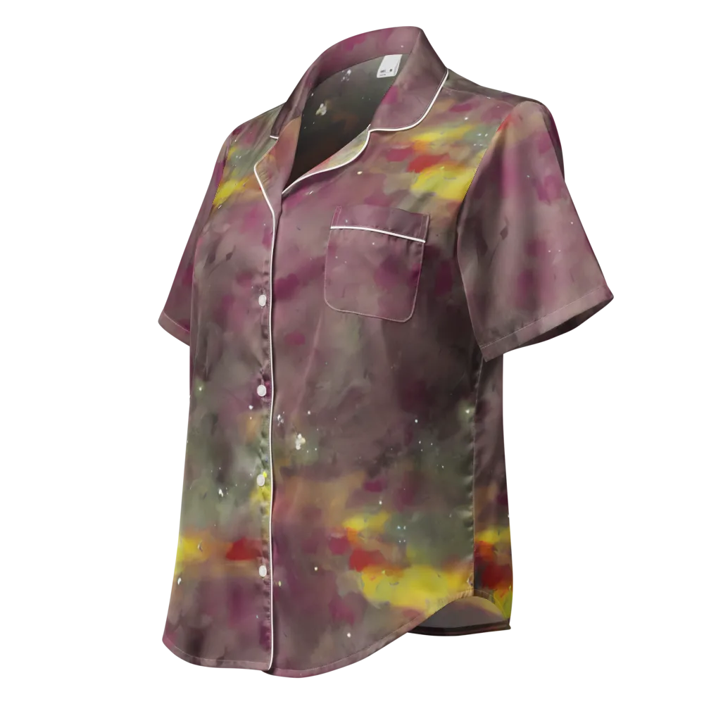 Whispers of Autumn on Women's Short Sleeve Pajama Top — Left Front