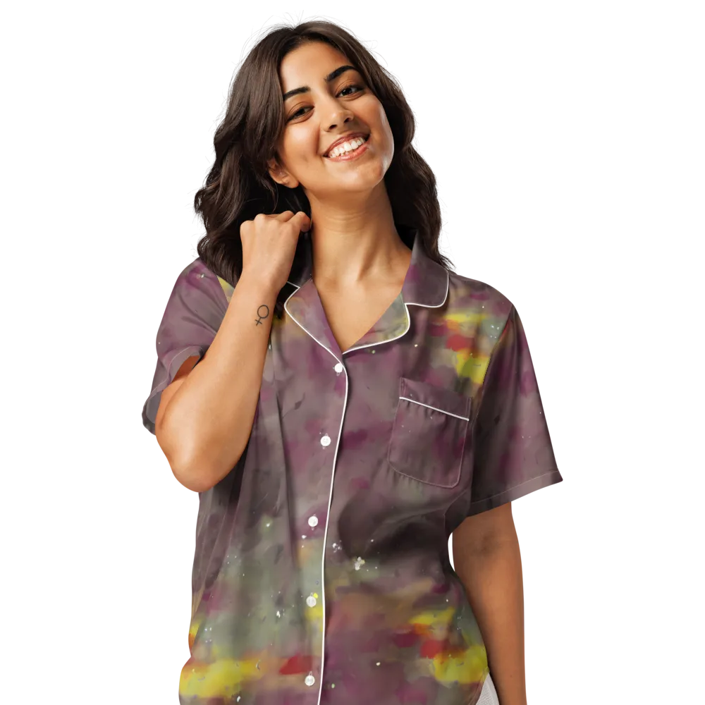Whispers of Autumn on Women's Short Sleeve Pajama Top — Front