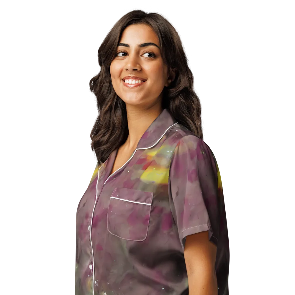 Whispers of Autumn on Women's Short Sleeve Pajama Top — Left Front