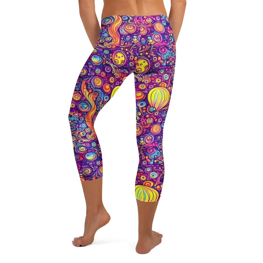 Festival of Whimsy on Capri Leggings — Back