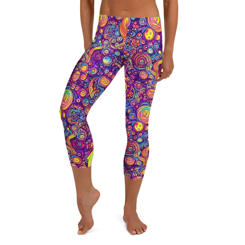 Festival of Whimsy on Capri Leggings — Front