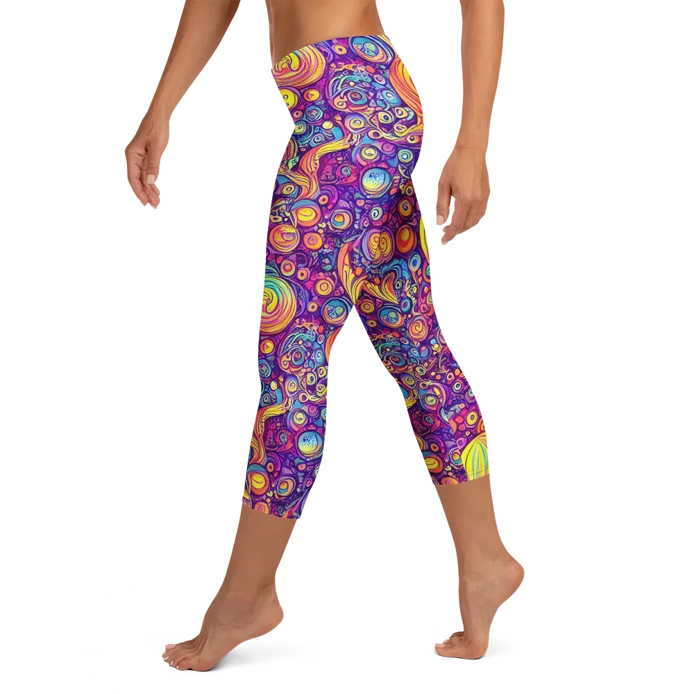 Festival of Whimsy on Capri Leggings — Left